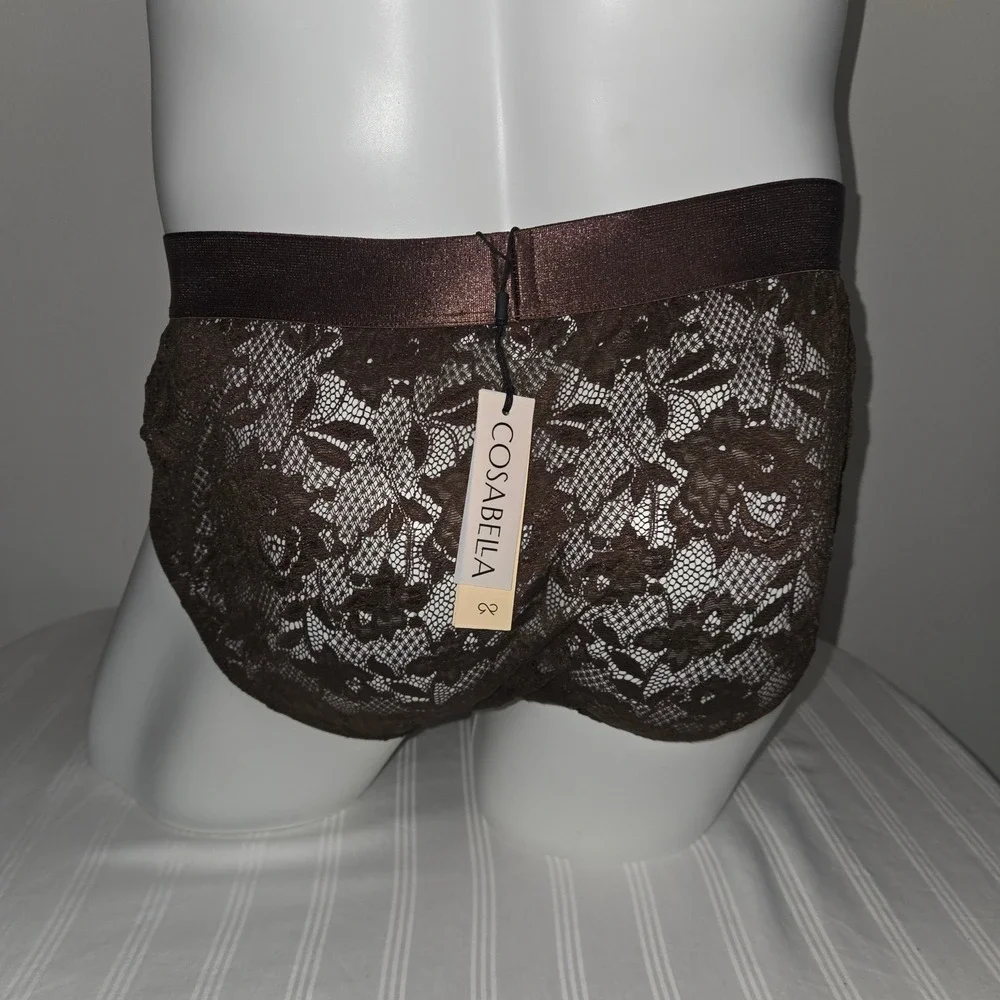 Cosabella Mens Lace Brief Espresso Brown Floral Italian Underwear
